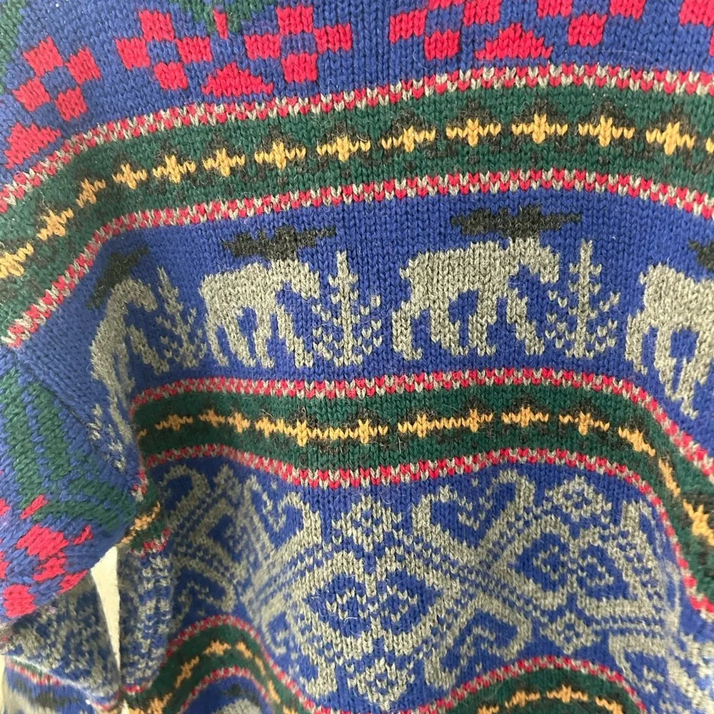 Eddie Bauer 1992 Blue Patterned Men's Sweater
